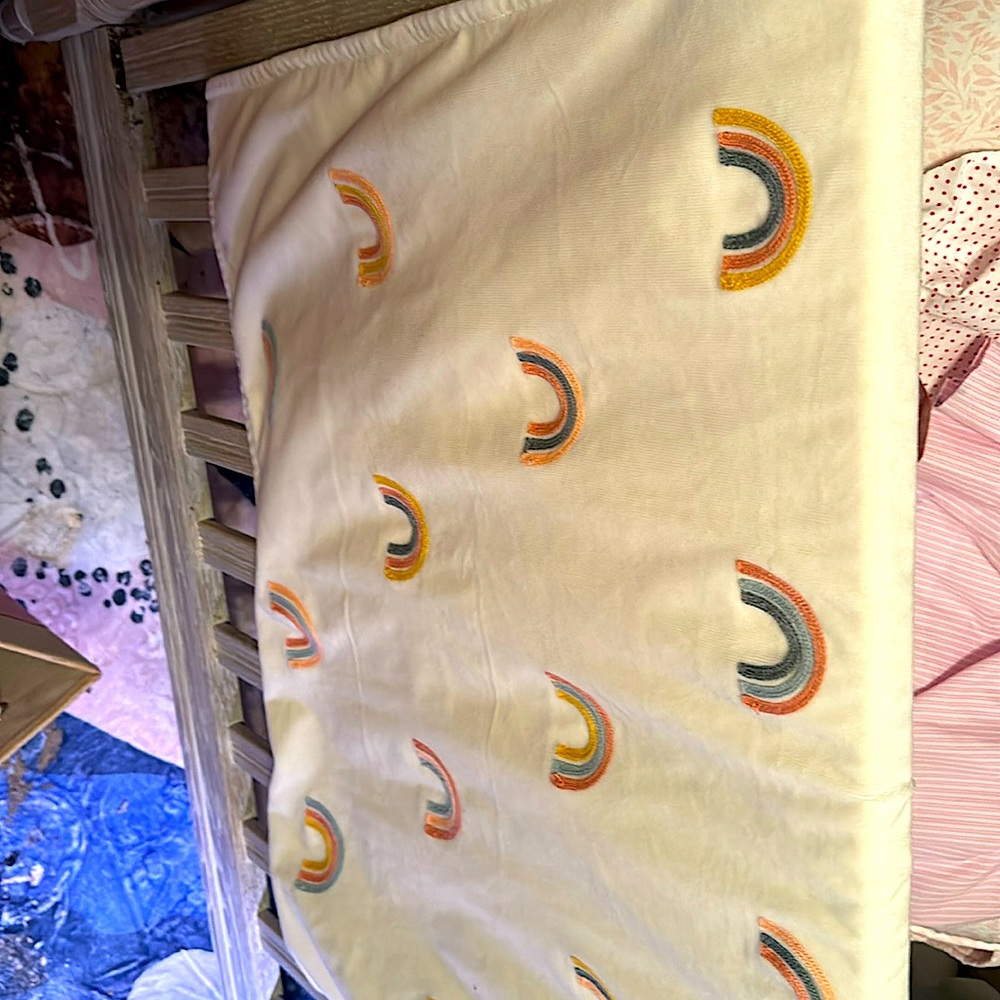 Stitched rainbow gender neutral baby blanket
